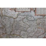 Antique hand coloured map of Kent (margin trimmed), 28cms x 38cms, gilt framed