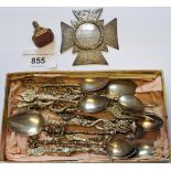 Victorian silver badge inscribed ' Morden Hall, Surrey, Roll of Honour, Christmas 1846 ', 6.5cms