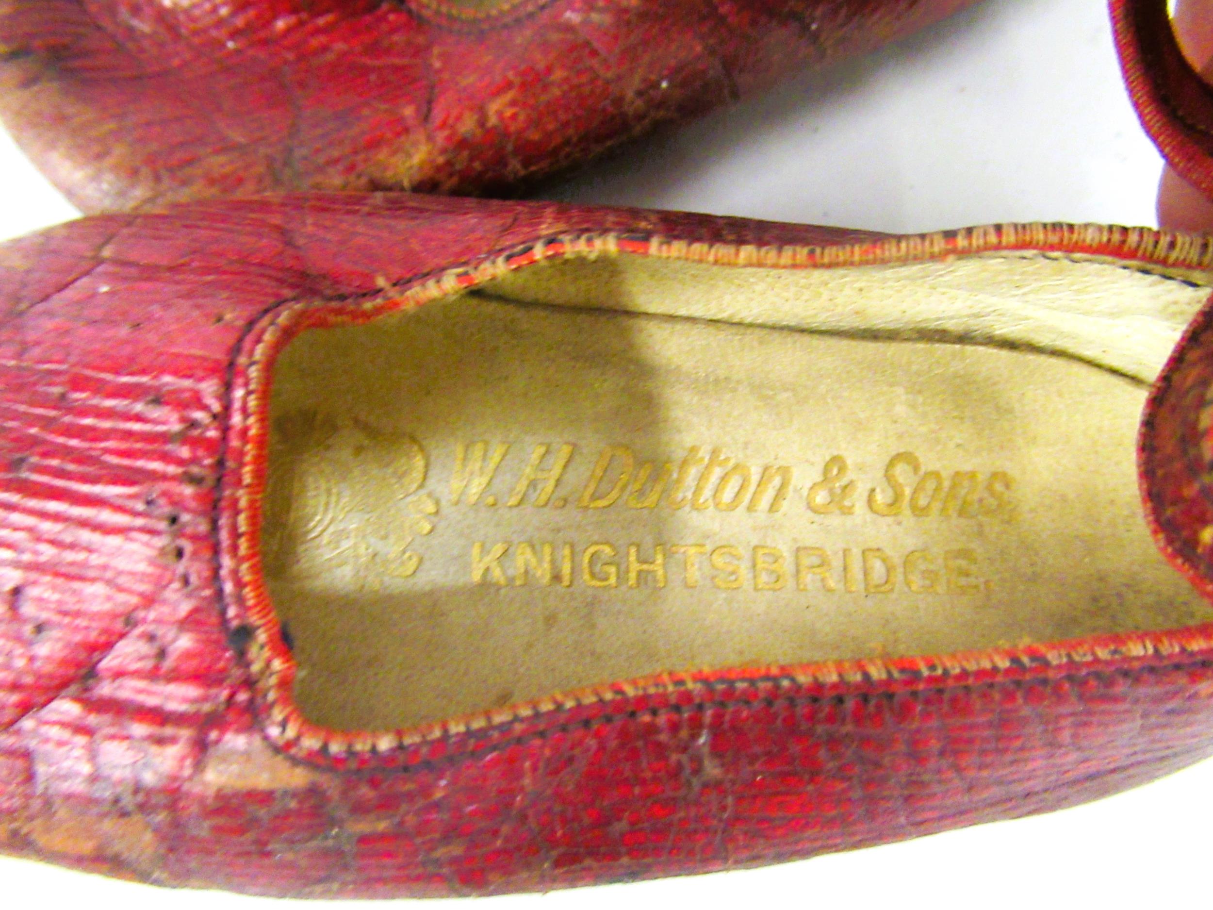 Pair of late 19th / early 20th Century child's red leather shoes by W.H. Dutton & Sons, - Image 3 of 3