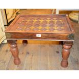 Rectangular Indian hardwood and brass mounted occasional table