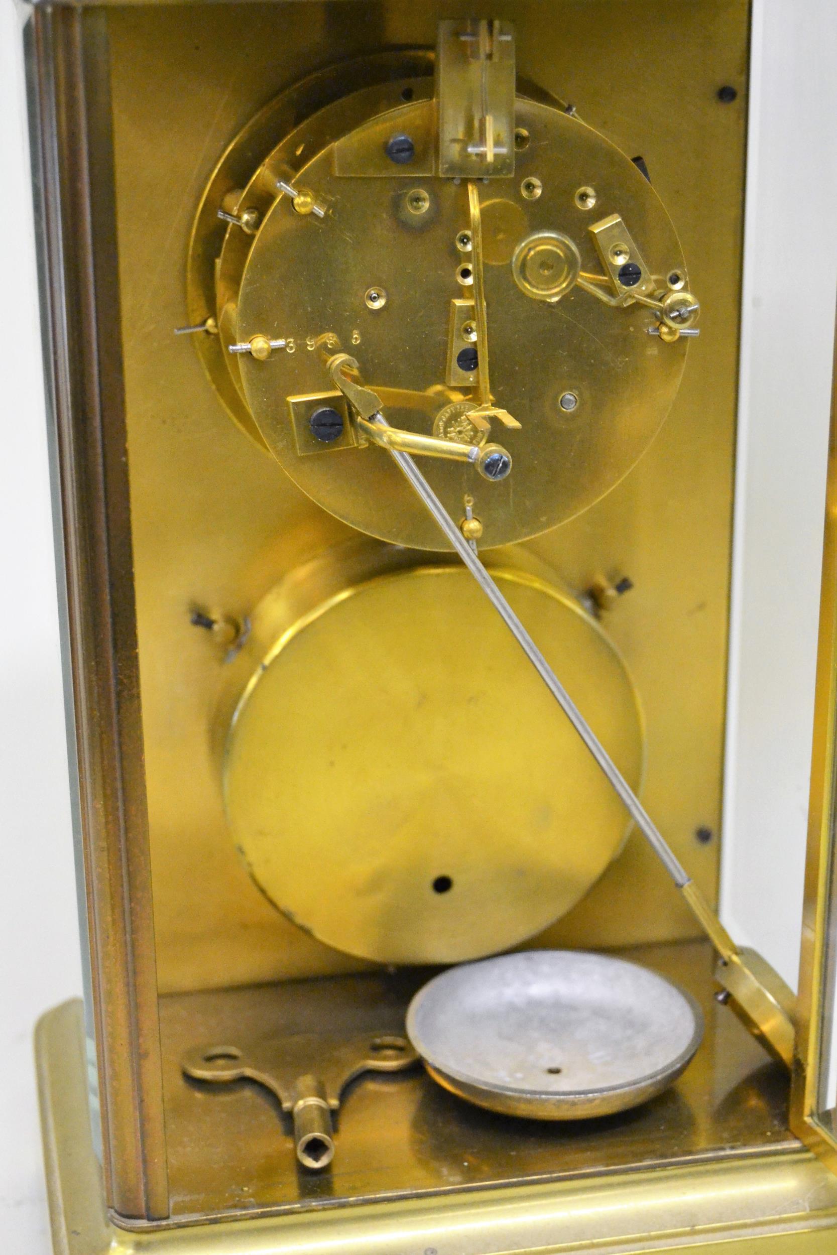 Late 19th / early 20th Century four glass library clock/ barometer, the principal dial with enamel - Image 4 of 5