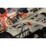 Colin Carter, oil on canvas, titled ' In the Running ', featuring Jenson Button, 2003, BAR-Honda,