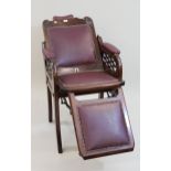 19th Century mahogany barber's chair by Osborne, Garrett & Co. London, with removable back,