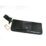 Burberry, black patent leather clutch bag with elasticated wrist strap