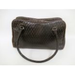 Armando Pollini, brown leather diamond quilted handbag