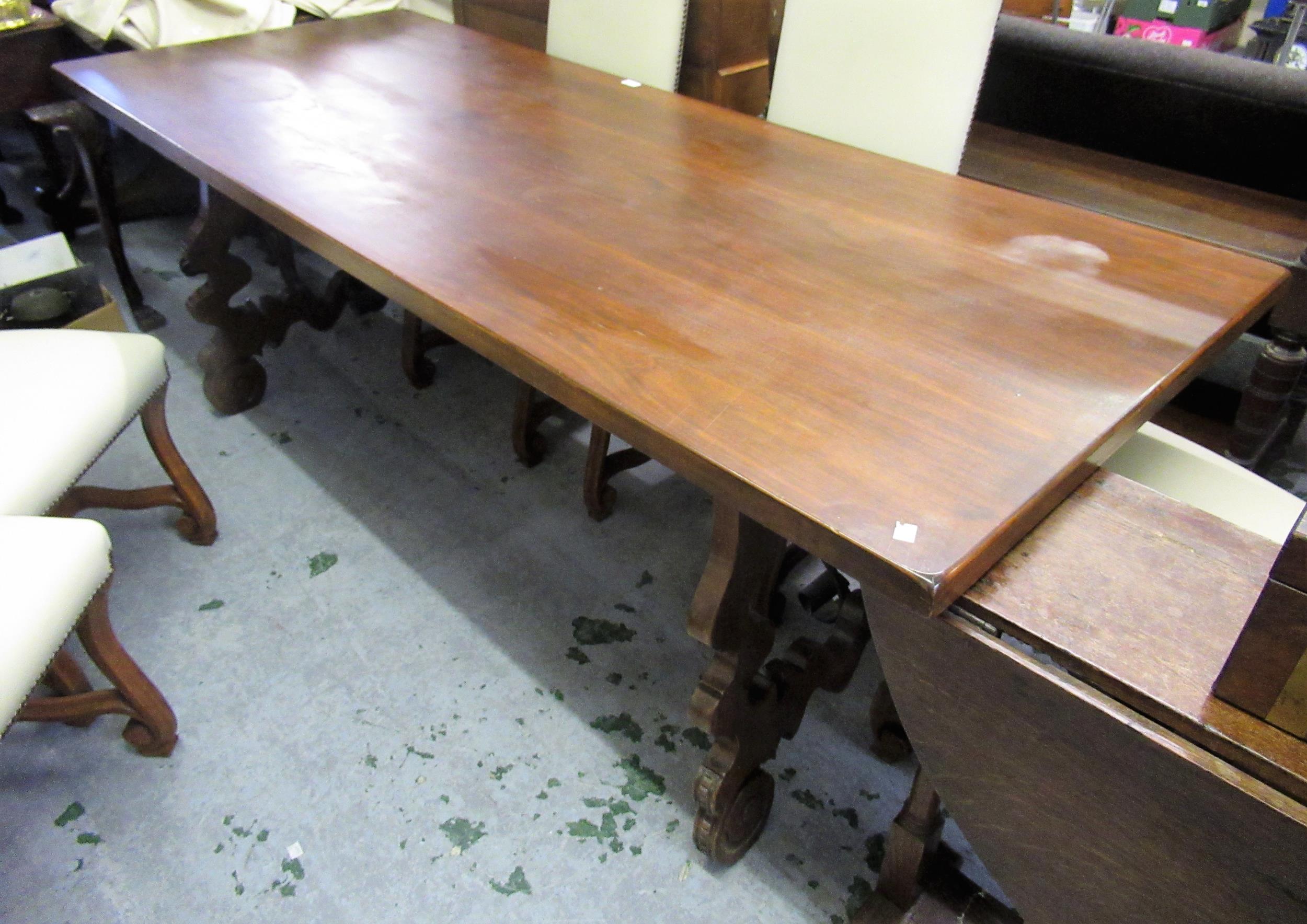 Mid 20th Century Casa Pupo walnut dining room suite, comprising a refectory style table with - Image 3 of 4