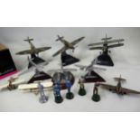 Quantity of diecast metal model aircraft, including Hawker Hurricane and a Supermarine Spitfire,
