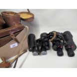 Cased pair of Binoprism Second World War British military issue binoculars, by N.I.L., together with