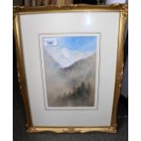 Elijah Walton, watercolour, alpine landscape ' Gletscher Horn ', from near Interlaken, inscribed