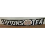 Large 19th / early 20th Century Lipton's tea enamel sign with Royal Coat of Arms, 6ft 12ins