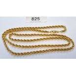 18ct Yellow gold rope link neck chain, 9.2g gross weight A relatively modern chain in excellent