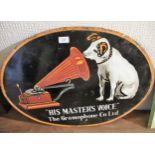 Oval enamel advertising sign, ' His Master's Voice ', The Gramophone Company Ltd., 48cms x 66cms