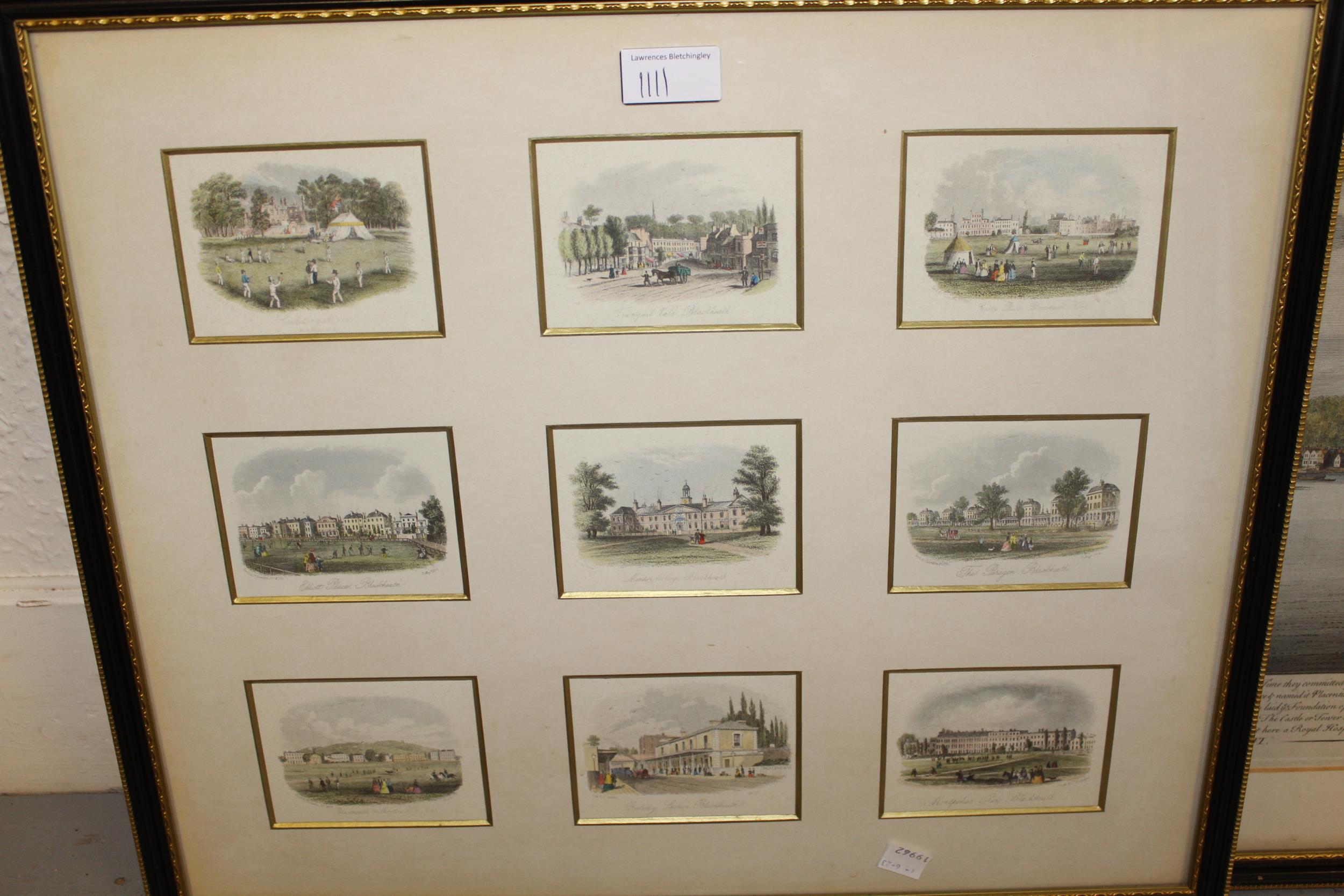 Antique hand coloured engraving, ' The North West Prospect of Greenwich, in the County of Kent ', - Image 3 of 3