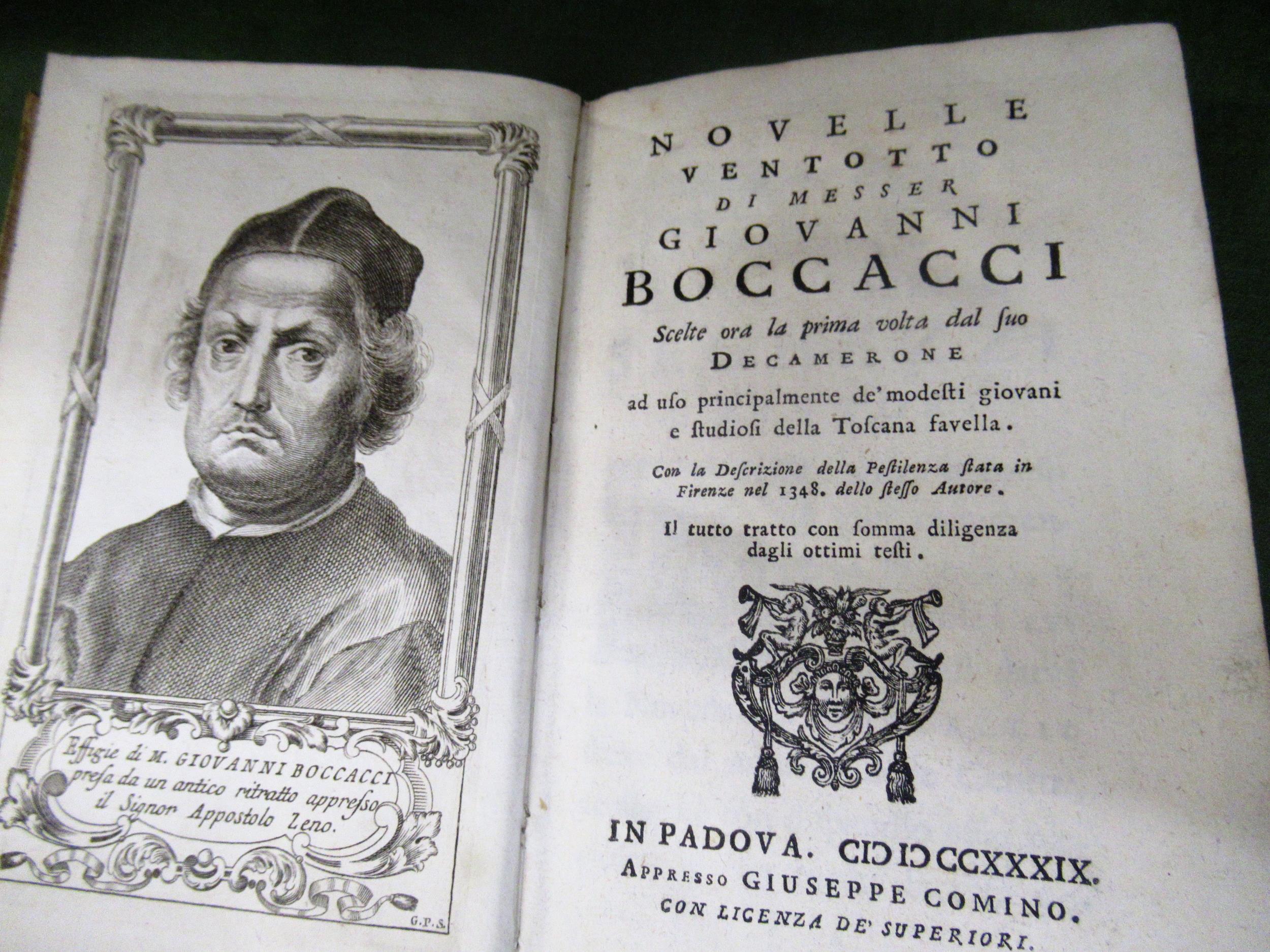 One volume, ' Novelle Ventotto di Messer Giovanni Boccacci ', 1739, vellum bound - Image 2 of 2