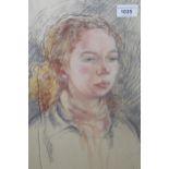 Sarah Hollebone, pastel drawing ' Marianna ', 39cms x 25cms, gallery label verso, together with an