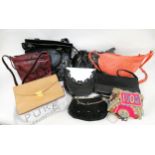 Box containing a quantity of various ladies handbags and evening purses