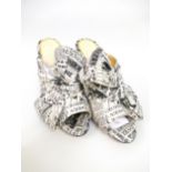 Charlotte Olympia, pair of newspaper print Ilona mules, size 41