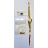 Ladies Rotary 9ct gold cased wristwatch with integral 9ct gold bracelet and four spare links, 12.5g