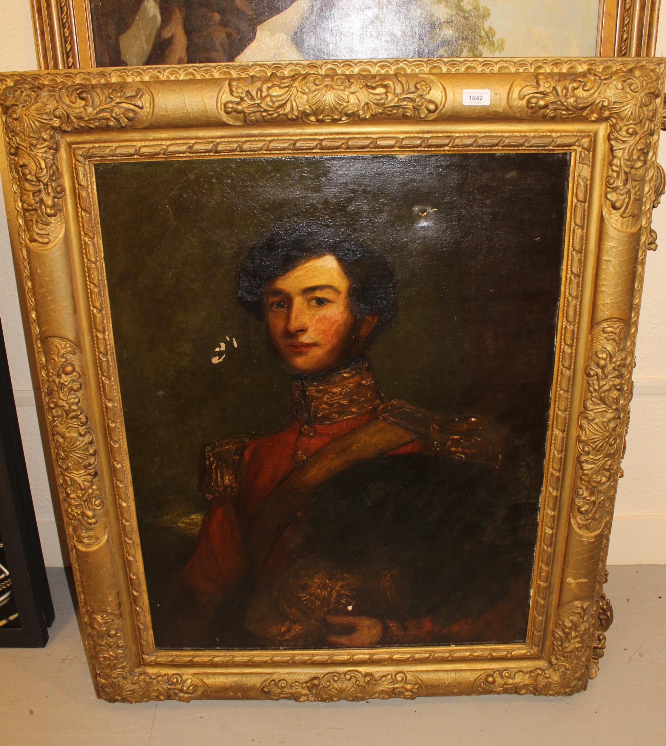 19th Century English school oil on canvas, inscribed verso ' Portrait of George D. Scott in - Image 2 of 5