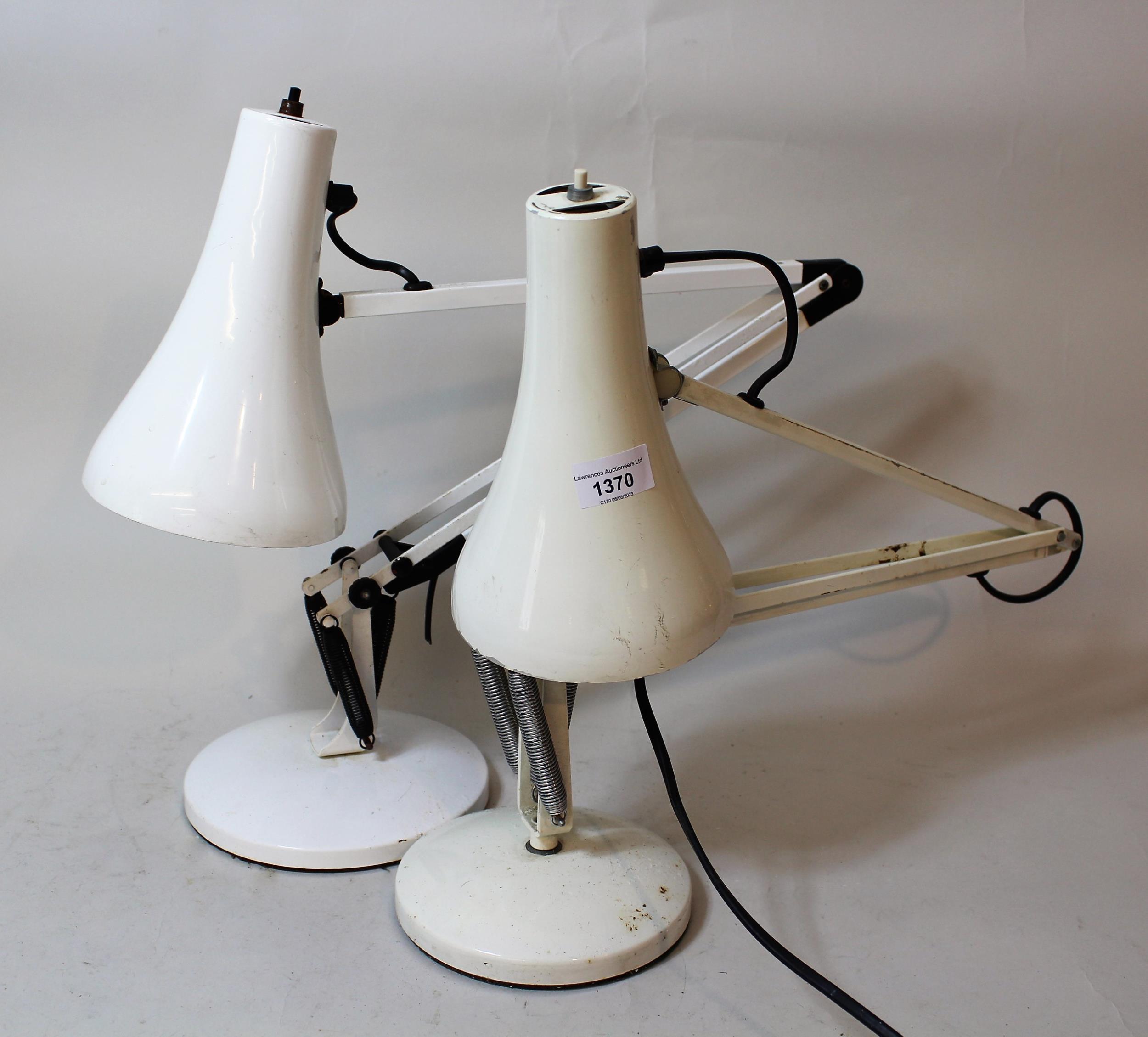 Herbert Terry & Sons, white finished Angle poise desk lamp, and another later similar white finished