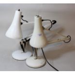 Herbert Terry & Sons, white finished Angle poise desk lamp, and another later similar white finished