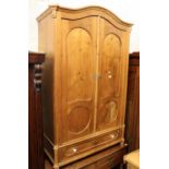 Small 19th Century Continental pine two door wardrobe 179cm high x 112cm wide x 55cm deep