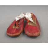 Pair of late 19th / early 20th Century child's red leather shoes by W.H. Dutton & Sons,