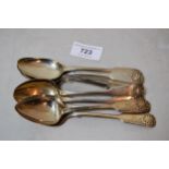 Set of ten Victorian Scottish silver Fiddle and Shell pattern teaspoons, 6oz t Maker J.W. there