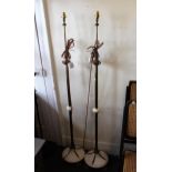Pair of Spanish alabaster and gilt metal mounted standard lamps (re-wired, tested)