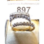 9ct gold ring with 5 diamonds in rub over setting, together with another similar, 4g