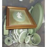 Small collection of various items of modern Wedgwood green Jasperware All appears to be in good