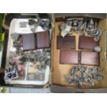 Two boxes containing a large collection of Myth and Magic metal figurines of wizards and dragons,