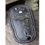 19th Century cast iron coal scuttle with hinged cover (at fault)