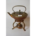 W.A.S. Benson, circular copper spirit kettle on stand