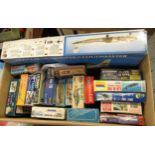 Box of twenty various unbuilt model kits, mainly aircraft