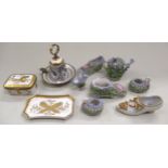 Small collection of various Mossware (at fault) and a small quantity of Limoges porcelain, a
