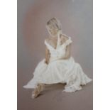Kay Boyce, pastel, portrait of a seated dancer, signed, 43cms x 36cms approximately, framed