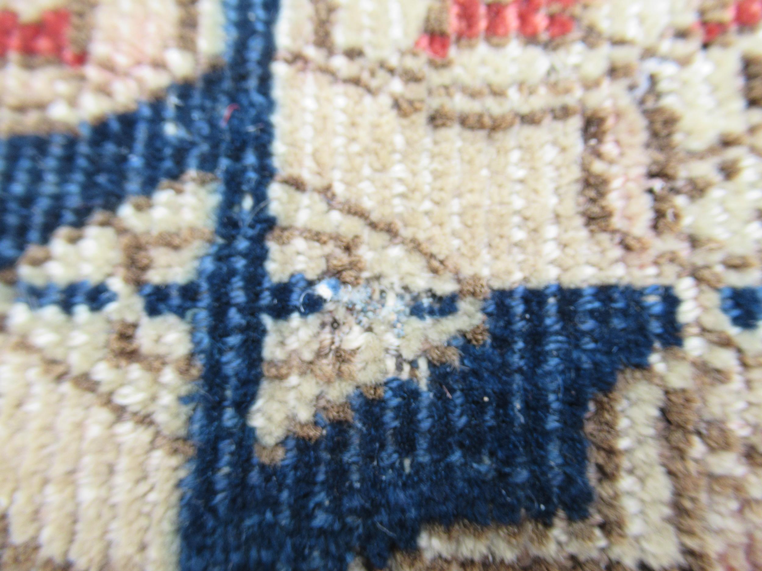 Turkoman rug, the three rows of gols and multiple borders on a washed beige, red and blue ground, - Image 9 of 21