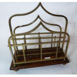 Early 20th Century oak and gilt brass mounted magazine rack