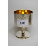 Modern Irish silver goblet with gilded interior, Dublin 1970, 7.5oz t