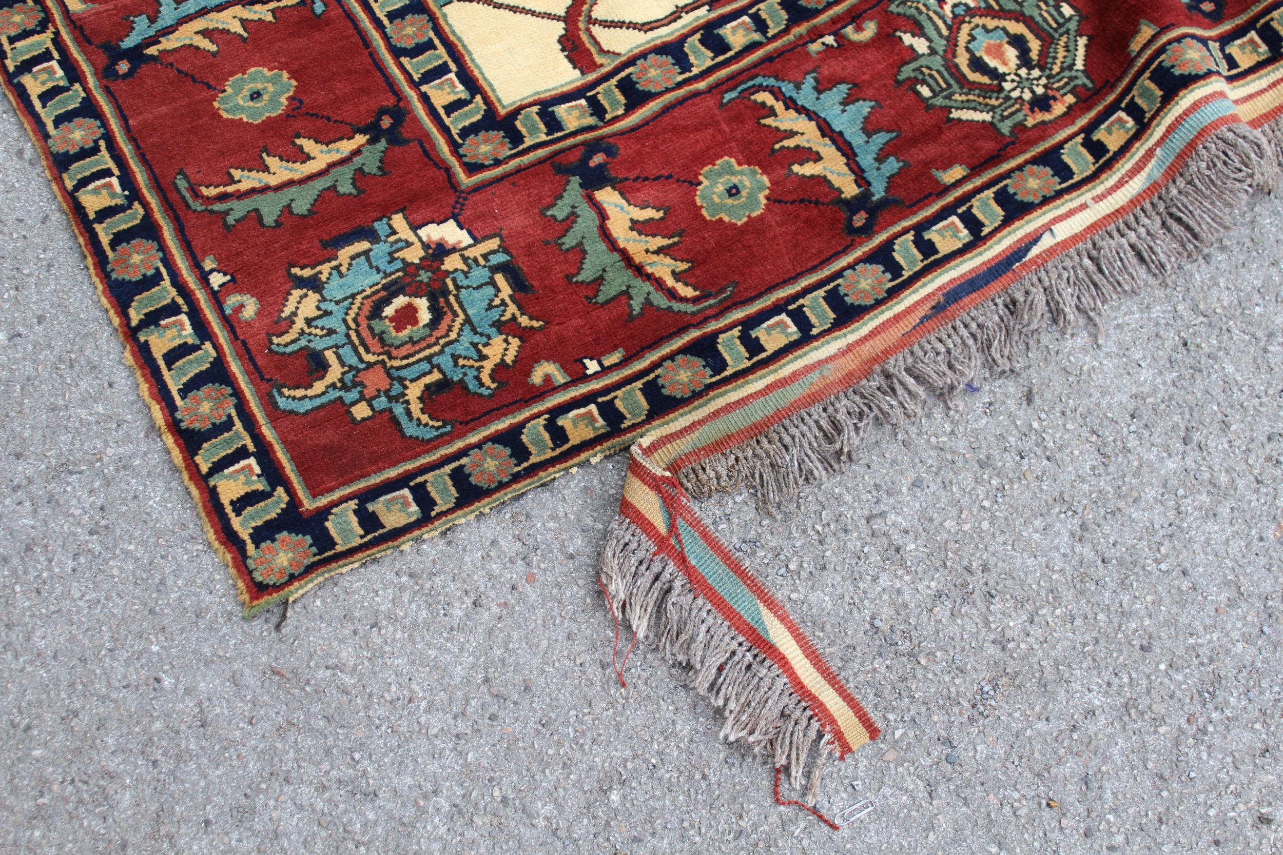 Modern Turkish carpet with an all-over palmette design, on ivory ground with rust ground borders ( - Image 2 of 3