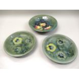 Mid 20th Century Moorcroft fruit dish decorated with blackberries on a mottled green ground, 24.5cms