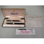 Parker 61 fountain pen and matching propelling pencil, in the original fitted case