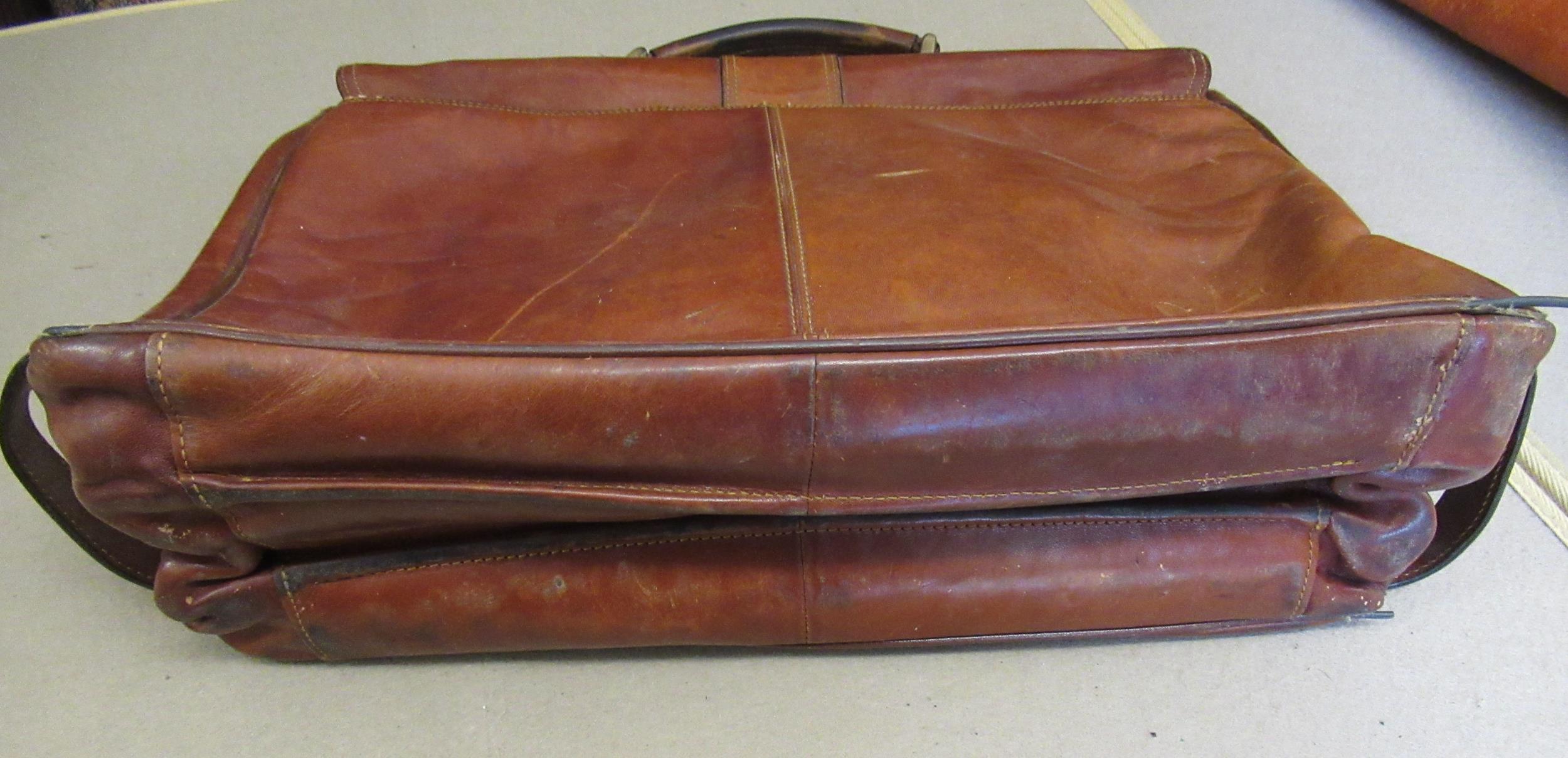 Tan leather attaché case by Piquadro, together with another leather briefcase Condition as shown - Image 6 of 17