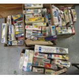 Four boxes containing a large collection of model aircraft kits including, Frog, ESCI etc.