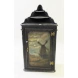 19th Century painted hanging corner cabinet decorated with a windmill