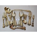 Silver canteen of mainly Victorian Fiddle Thread and Shell pattern cutlery, including a soup