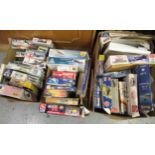 Three boxes containing a quantity of various model aircraft kits including Airfix, Italeri etc.