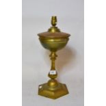 Early 20th Century Benson type oil lamp base adapted for use as a table lamp, 44cms high