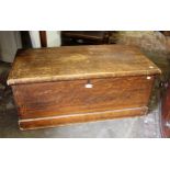 19th Century pine trunk with a painted grain finish, 94cms wide, together with a small 19th